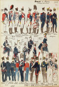 Verschiedene Uniformen des Herzogtums Lucca von Quinto Cenni, Farbtafel