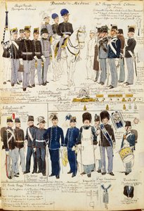Verschiedene Uniformen des Herzogtums Modena von Quinto Cenni, Farbtafel von Quinto Cenni