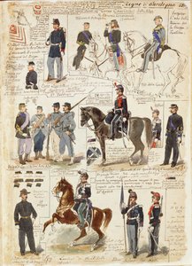 Verschiedene Uniformen des Königreichs Sardinien von Quinto Cenni, Farbtafel