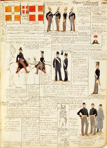 Verschiedene Uniformen des Königreichs Sardinien, Farbtafel von Quinto Cenni