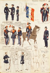 Verschiedene Uniformen der Republik Frankreich, von Quinto Cenni, Farbtafel