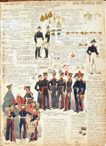 Verschiedene Uniformen der päpstlichen Staaten von 1835. Farbtafel von Cenni Quinto