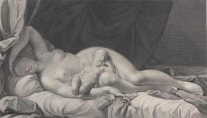 Schlafende Venus mit Amor auf ihrem Schoß