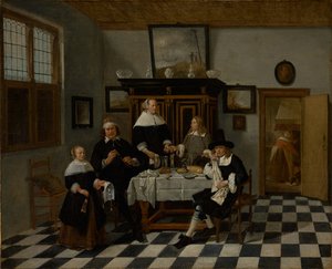 Familiengruppe in einem Innenraum von Quiringh Gerritsz. van Brekelenkam