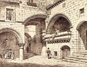 Teil der Piazza San Pellegrino, Viterbo, Italien, aus 