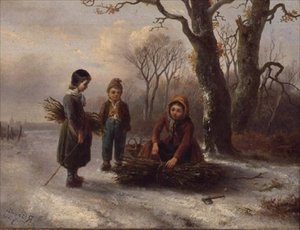 Kinder sammeln Holz, c.1884 von R. Favelle