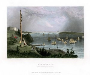 New York Bay vom Telegraphenstation aus gesehen, USA, 1838 von R. Wallis