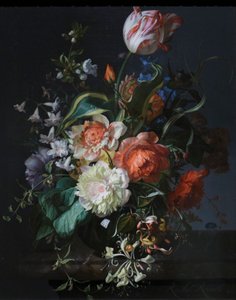 Blumen in einer Glasvase mit einer Tulpe von Rachel Ruysch