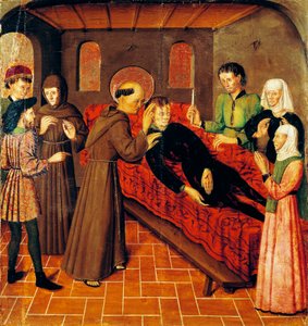 Auferstehung eines Mannes, der an seinen Wunden starb, (Detail) von Rafael & Figuera Joan (active c.1454 1477) Tomas
