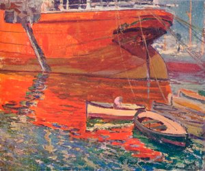 Das rote Schiff, Barcelona, um 1915 von Rafael Forns y Romans