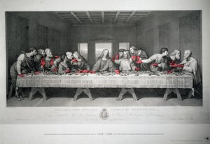 Gravur zum 5. Jahrestag des Letzten Abendmahls von Leonardo da Vinci in Santa Maria delle Grazie, Mailand von Raffaello Sanzio Morghen