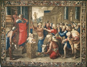 Wandteppich, der die Taten der Apostel darstellt, das Opfer von Lystra, gewebt in der Beauvais-Werkstatt unter der Leitung von Philippe Behagle (1641-1705), 1695-98 (Wollteppich)