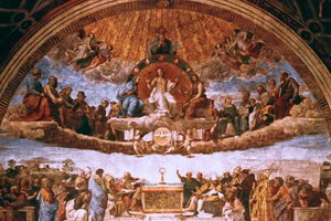 Die Disputation über das Heilige Sakrament, 1508-1509 von Raffaello Sanzio Raphael