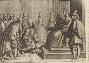 Margarete von Österreich empfängt einen Adligen [verso] von Raffaello Schiaminossi