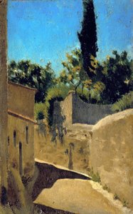 Straße mit Sonneneffekt. Umgebung von Florenz, ca. 1861-62 von Raffaello Sernesi