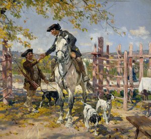 Zwei Jäger mit Hunden
