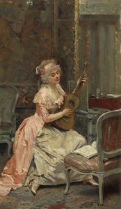Frau mit einer Gitarre von Raimundo de Madrazo y Garreta