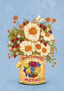 Blumen in einer Vintage-Teedose