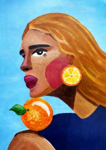 Frau mit Orange