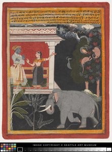 Krishna empfängt Radha, frühes 18. Jahrhundert