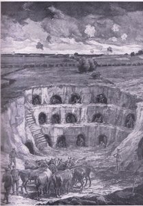 Die modernen Höhlenbewohner, aus Geschichte des Großen Krieges Band 3, veröffentlicht von Waverley Book Co Limited, ca. 1920