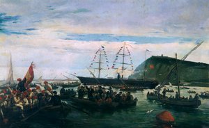 Katalanische Freiwillige, die 1870 in den Krieg nach Kuba aufbrechen