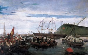 Katalanische Freiwillige, die 1870 in den Krieg nach Kuba einschiffen