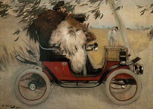 Ramon Casas und Pere Romeu in einem Automobil