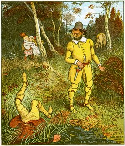 Und derjenige, der die mildeste Stimmung hatte, tötete den anderen dort, Illustration aus Babes in the Wood von Randolph Caldecott