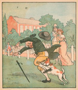 Der gute Mann von Islington, vom Hund gebissen, um 1879 von Randolph Caldecott
