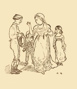 Mrs. Gilpin bezahlt den Postjungen, um ihren Mann zu finden, 1878, um 1918 von Randolph Caldecott