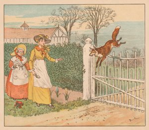 Der Fuchs springt über das Pfarrtor, ca. 1883 von Randolph Caldecott