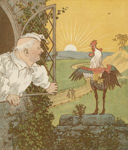 Das Haus, das Jack baute. Kumulative Kinderreim. Dies ist der Hahn, der am Morgen krähte ... Illustration von Randolph Caldecott.