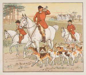 Der Jäger bläst sein Horn, aus The Hey Diddle Diddle Picture Book, veröffentlicht 1882