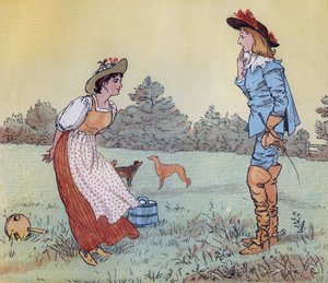 Dann kann ich dich nicht heiraten, mein hübsches Mädchen! Illustration von Randolph Caldecott für den Kinderreim Die Milchmagd. von Randolph Caldecott