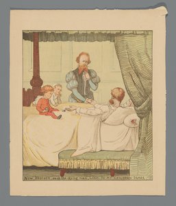 Zwei Kinder und ein Mann an einem Krankenbett von Randolph Caldecott