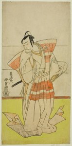 Der Schauspieler Nakamura Nakazo I als Kudo Suketsune im Stück Edo no Fuji Wakayagi Soga, aufgeführt im Nakamura-Theater im ersten Monat, 1789
