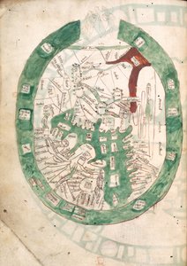 Weltkarte, f.2v aus Polychronicon, ca. 1400 (Pergament) von Ranulf Higden