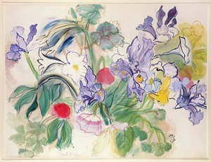 Blumenstrauß aus Iris und roten Mohnblumen von Raoul Dufy