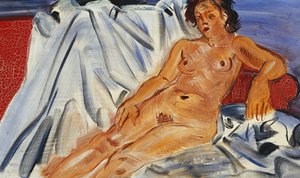 Liegender Akt auf rotem Sofa von Raoul Dufy