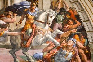 Vertreibung des Heliodorus aus dem Tempel. 1511-1512 (Fresko) von Raphael