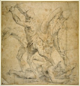 Das Panel unter der Statue von Apollo in 