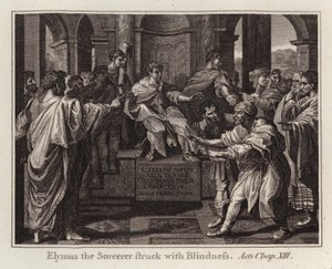 Raphael-Karton: Elymas der Zauberer wird mit Blindheit geschlagen, Apostelgeschichte, Kapitel XIII