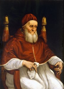 Porträt von Papst Julius II. (1503-1513). Gemälde von Raffael (Raffaello Sanzio). Florenz, Uffizien von Raphael