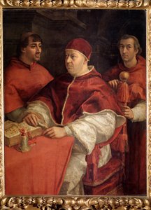 Porträt von Papst Leo X. mit Kardinal Louis de Rossi und Giulio de Medici