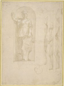 Studien für eine Figur der Minerva und andere Statuen von Raphael