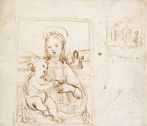 Studie für ein Bild der Jungfrau und des Kindes, ca. 1500-1504 von Raphael