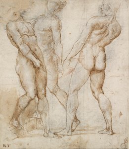 Drei nackte Träger (Studie für die Grablegung, frühes 16. Jahrhundert) von Raphael