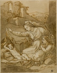 Jungfrau und schlafendes Christuskind mit dem kleinen Johannes dem Täufer