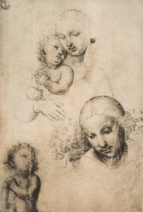 Studie für eine Madonna mit Kind, Zeichnung von Raffaello Sanzio. Gabinetto dei Disegni e delle Stampe, Uffizien, Florenz